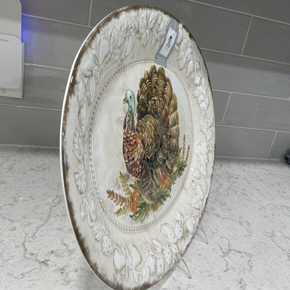 Turkey Platter Rustic Melamine Serving Thanksgiving 18.5 x 14.25” Rachel Ashwell - Picture 4 of 8